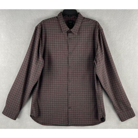 Vince Men's XL Classic Fit Flannel Button-Up Shirt Long Sleeve Check Print NEW - Picture 2 of 13